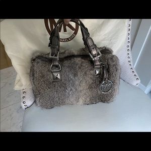 Michael Kors Rabbit Fur bag w/ strap gray